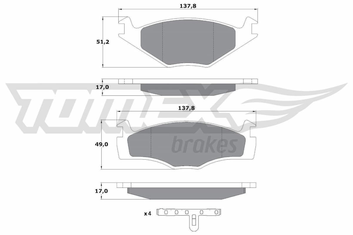 Bremžu uzliku kompl., Disku bremzes TOMEX Brakes TX 10-141 1