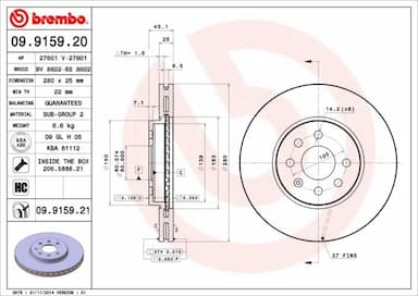 Bremžu diski BREMBO 09.9159.21 1