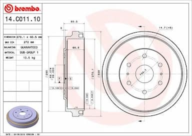 Bremžu trumulis BREMBO 14.C011.10 1