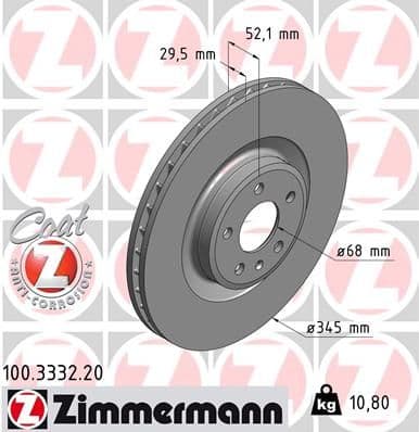 Bremžu diski ZIMMERMANN 100.3332.20 1