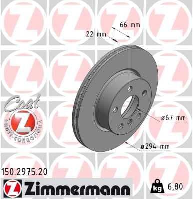 Bremžu diski ZIMMERMANN 150.2975.20 1