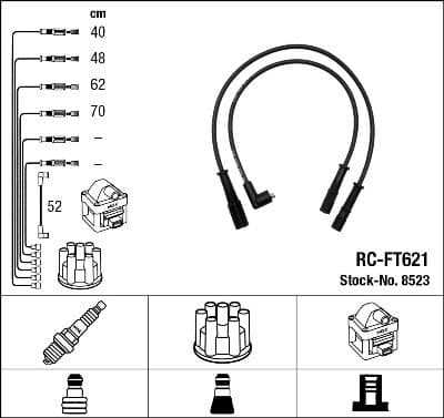 Augstsprieguma vadu komplekts NGK 8523 1