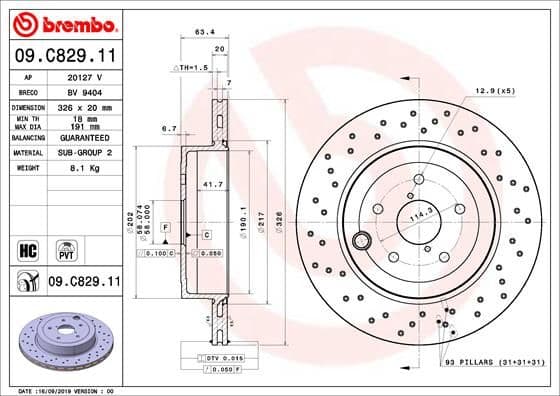 Bremžu diski BREMBO 09.C829.11 1