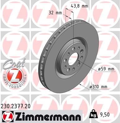 Bremžu diski ZIMMERMANN 230.2377.20 1