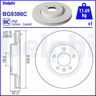 Bremžu diski DELPHI BG9386C 1