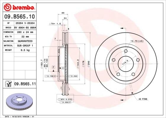 Bremžu diski BREMBO 09.B565.11 1