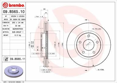 Bremžu diski BREMBO 09.B565.11 1