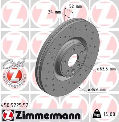 Bremžu diski ZIMMERMANN 450.5225.52 1