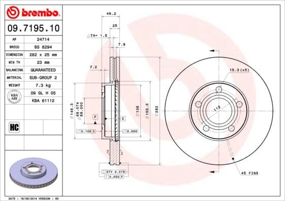 Bremžu diski BREMBO 09.7195.10 1