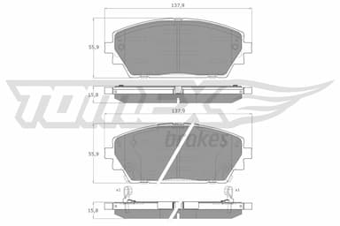 Bremžu uzliku kompl., Disku bremzes TOMEX Brakes TX 19-77 1