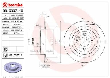 Bremžu diski BREMBO 08.C307.11 1