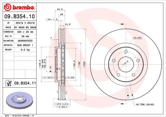 Bremžu diski BREMBO 09.B354.11 1