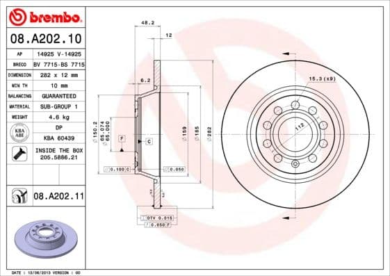 Bremžu diski BREMBO 08.A202.11 1