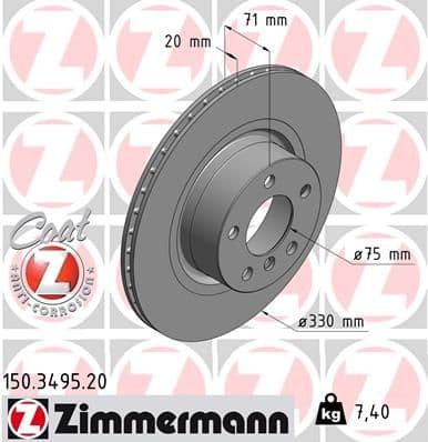 Bremžu diski ZIMMERMANN 150.3495.20 1