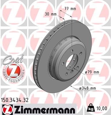 Bremžu diski ZIMMERMANN 150.3434.32 1