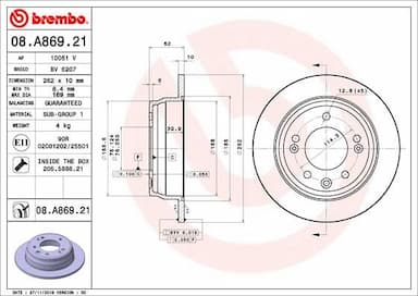 Bremžu diski BREMBO 08.A869.21 1