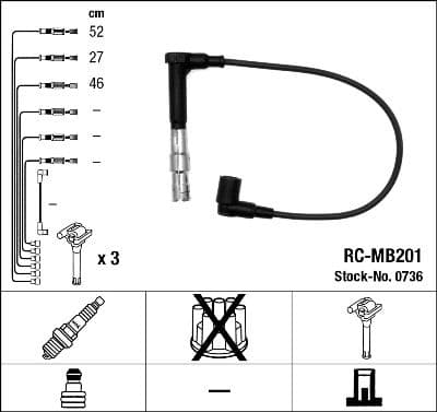 Augstsprieguma vadu komplekts NGK 0736 1