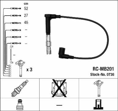 Augstsprieguma vadu komplekts NGK 0736 1