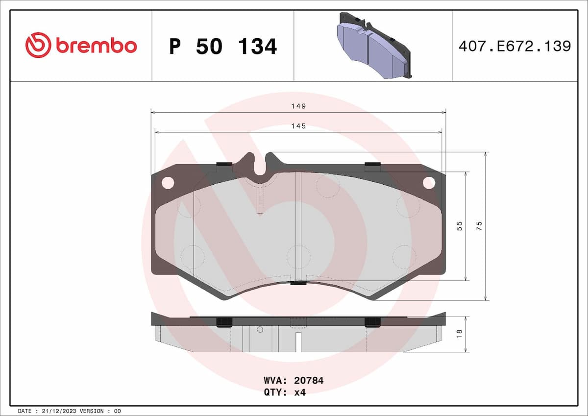 Bremžu uzliku kompl., Disku bremzes BREMBO P 50 134 1