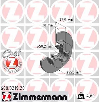 Bremžu diski ZIMMERMANN 600.3219.20 1