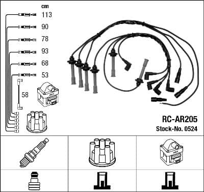 Augstsprieguma vadu komplekts NGK 0524 1