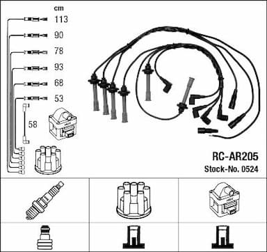 Augstsprieguma vadu komplekts NGK 0524 1