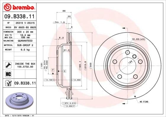 Bremžu diski BREMBO 09.B338.11 1