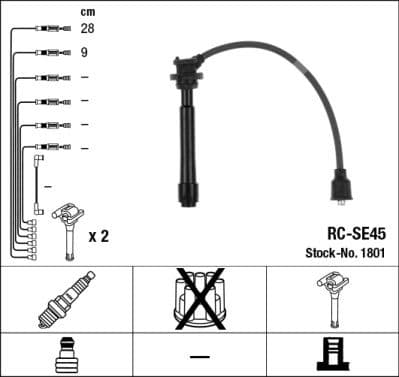 Augstsprieguma vadu komplekts NGK 1801 1