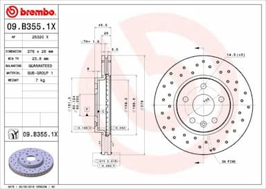 Bremžu diski BREMBO 09.B355.1X 1