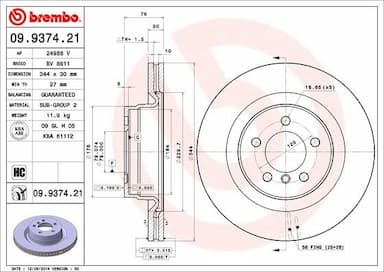 Bremžu diski BREMBO 09.9374.21 1