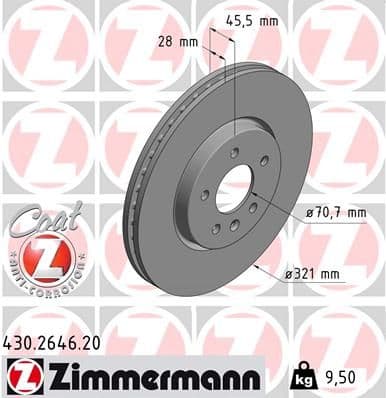 Bremžu diski ZIMMERMANN 430.2646.20 1