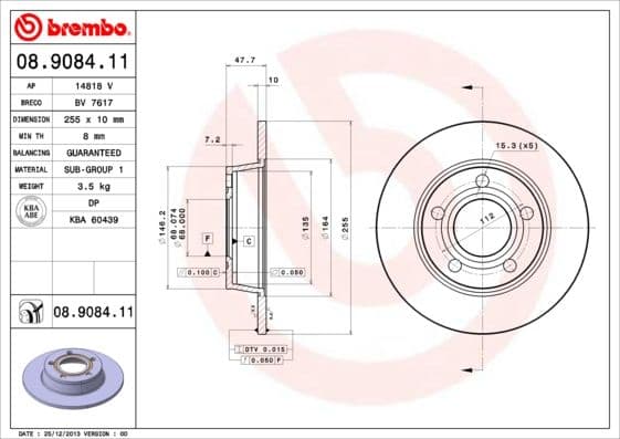 Bremžu diski BREMBO 08.9084.11 1