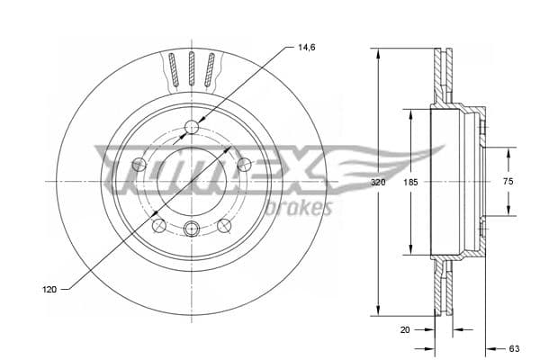 Bremžu diski TOMEX Brakes TX 73-96 1