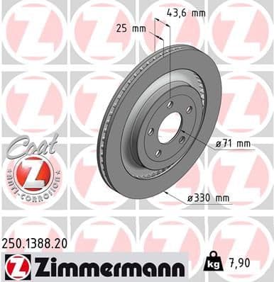 Bremžu diski ZIMMERMANN 250.1388.20 1