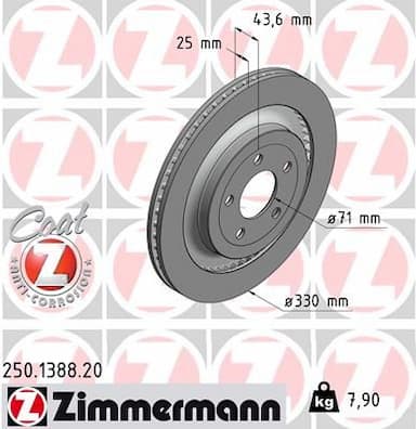 Bremžu diski ZIMMERMANN 250.1388.20 1