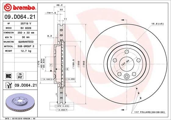 Bremžu diski BREMBO 09.D064.21 1