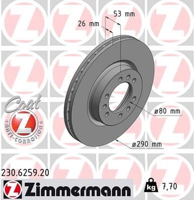 Bremžu diski ZIMMERMANN 230.6259.20 1