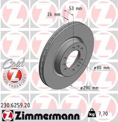 Bremžu diski ZIMMERMANN 230.6259.20 1