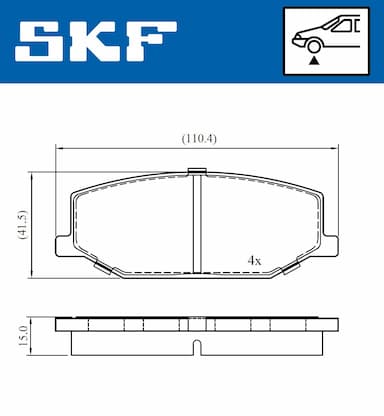 Bremžu uzliku kompl., Disku bremzes SKF VKBP 80457 2