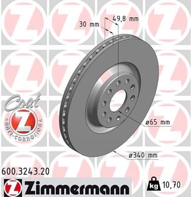 Bremžu diski ZIMMERMANN 600.3243.20 1