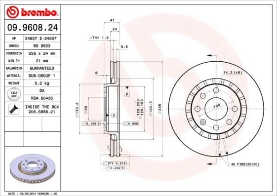 Bremžu diski BREMBO 09.9608.24 1