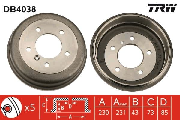 Bremžu trumulis TRW DB4038 1