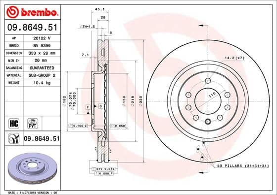 Bremžu diski BREMBO 09.8649.51 1