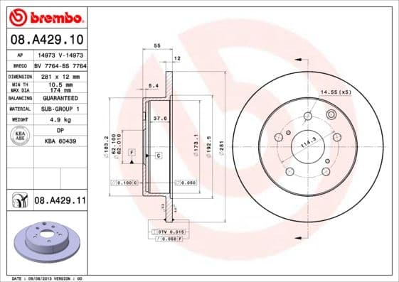 Bremžu diski BREMBO 08.A429.11 1