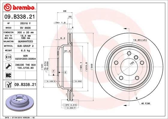 Bremžu diski BREMBO 09.B338.21 1