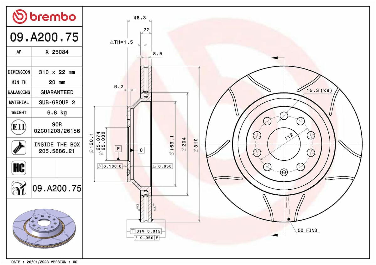 Bremžu diski BREMBO 09.A200.75 1