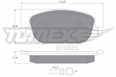 Bremžu uzliku kompl., Disku bremzes TOMEX Brakes TX 17-70 1