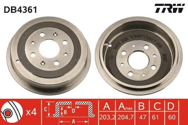 Bremžu trumulis TRW DB4361 1