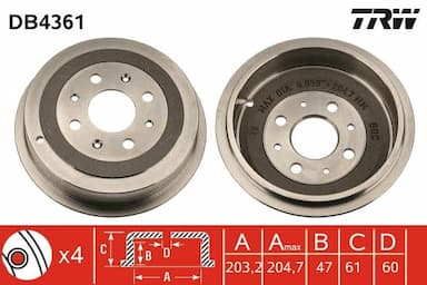 Bremžu trumulis TRW DB4361 1