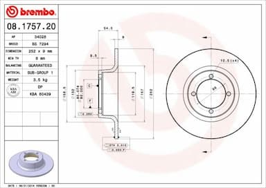 Bremžu diski BREMBO 08.1757.20 1